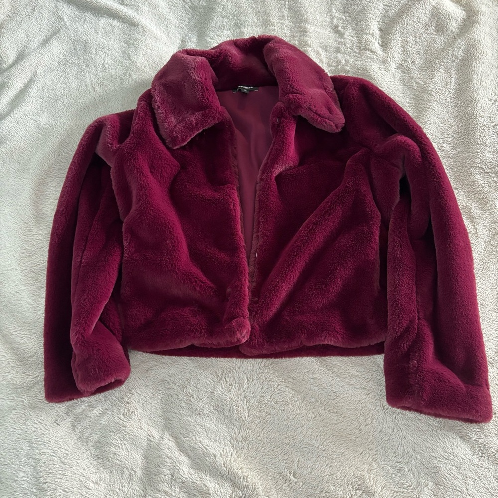 Express Maroon Fuzzy Jacket